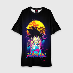 Детское платье 3D с принтом Сон Гоку   Dragon Ball в городе Новоалтайск, 100% полиэстер | прямой силуэт, чуть расширенный к низу. Круглая горловина, на рукавах — воланы | Тематика изображения на принте: anime | dragon ball | dragon ball super | dragon ball z | dragonball | goku | kakarotto | manga | son goku | аниме | будока | драгон болл | драгонболл | жемчуг дракона | манга | сайян | сон гоку | фермер редиски