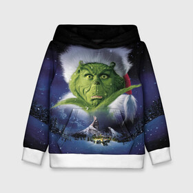 Детская толстовка 3D с принтом Гринч The Grinch в городе Новоалтайск, 100% полиэстер | двухслойный капюшон со шнурком для регулировки, мягкие манжеты на рукавах и по низу толстовки, спереди карман-кенгуру с мягким внутренним слоем | Тематика изображения на принте: grinch | гринч | дед мороз | джим керри | елка | кино | новый год | рождество | санта | снег | снежинка