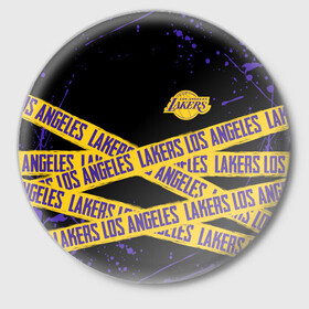 Значок с принтом LAKERS LOGO БРЫЗГИ КРАСОК в городе Новоалтайск,  металл | круглая форма, металлическая застежка в виде булавки | Тематика изображения на принте: america | basketball | kobe bryant | la | la lakers | lakers | lines | los angeles lakers | nba | usa | баскетбол | брызги | брызги красок | кобе брайант | краски | линии | лос анджелес лейкерс | нба | полосы | сша