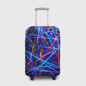 Чехол для чемодана 3D с принтом NEON LINES Glowing Lines Effect в городе Новоалтайск, 86% полиэфир, 14% спандекс | двустороннее нанесение принта, прорези для ручек и колес | rave neon | живые линии | неновые лучи | неон | неоновая лампа | неоновая ночь | неоновые ленты | неоновые линии разных цветов | неоновый рейв | светящиеся линии | флекс неон | эффект неона