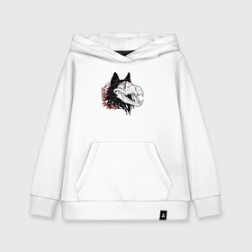 Детская толстовка хлопок с принтом Fashionable avant garde wolf в городе Новоалтайск, 100% хлопок | Круглый горловой вырез, эластичные манжеты, пояс, капюшен | bones | fangs | fashion | flowers | hype | jaw | skull | teeth | vanguard | wolf | авангард | волк | зубы | клыки | мода | пасть | хайп | цветы | череп