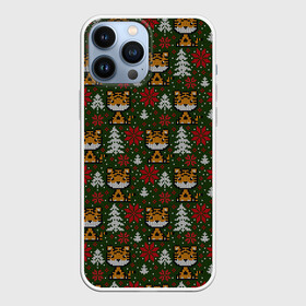 Чехол для iPhone 13 Pro Max с принтом Вязаный стиль   тигр 2022 новогодний в городе Новоалтайск,  |  | Тематика изображения на принте: 2022 | год тигра | новый год | новый год 2022 | символ года | тигр | тигренок | тигрица | тигры