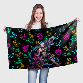 Флаг 3D с принтом JINX ARCANE NEON MEOW LOL в городе Новоалтайск, 100% полиэстер | плотность ткани — 95 г/м2, размер — 67 х 109 см. Принт наносится с одной стороны | akali | arcane | fan | fan art | hero | jinx | kda | kda mas | league of legends | lol | meow | moba | neon | netflix | акали | аркейн | герой | джинкс | кда | лига легенд | лол | моба | неон | нетфликс | сериал