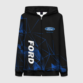 Женская толстовка 3D на молнии с принтом FORD ФОРД ГЕОМЕТРИЯ в городе Новоалтайск, 100% полиэстер | длина до линии бедра, манжеты и пояс оформлены мягкой тканевой резинкой, двухслойный капюшон со шнурком для регулировки, спереди молния, по бокам два кармана | b c | bronco | capri | cougar | crown victoria | econoline | econovan | ecosport | edge | escape | falcon | ford | max | авто | автомобиль | знак | лого | машина | символ | тачка | форд | форт | эмблема
