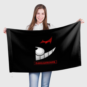 Флаг 3D с принтом Черная половина Монокума   Danganronpa в городе Новоалтайск, 100% полиэстер | плотность ткани — 95 г/м2, размер — 67 х 109 см. Принт наносится с одной стороны | academy of hope and high | danganronpa | monokuma | school students of despair | trigger happy havoc | ultimate despair h | аниме | данганромпа | данганронпа | директор абсолютного отчаяния | директор академии пик надежды | манга | маскот danganronpa | мо