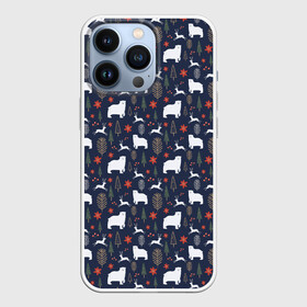 Чехол для iPhone 13 Pro с принтом Зимний леc в городе Новоалтайск,  |  | Тематика изображения на принте: 2022 | год | лес | мишки | новый | олени | праздники | узор