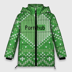 Женская зимняя куртка Oversize с принтом Porn Hub - новогодний в городе Новоалтайск, верх — 100% полиэстер; подкладка — 100% полиэстер; утеплитель — 100% полиэстер | длина ниже бедра, силуэт Оверсайз. Есть воротник-стойка, отстегивающийся капюшон и ветрозащитная планка. 

Боковые карманы с листочкой на кнопках и внутренний карман на молнии | holiday | hype | new year | pattern | новый год | праздник | узор | хайп