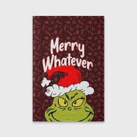 Обложка для паспорта матовая кожа с принтом ГРИНЧ | GRINCH | WHATEVER в городе Новоалтайск, натуральная матовая кожа | размер 19,3 х 13,7 см; прозрачные пластиковые крепления | Тематика изображения на принте: 2020 | 2021 | 2022 | christmas | grinch | merry | santa | whatever | гринч | дед мороз | леденец | нг | новогодний | новый год | олени | рождество | санта клаус | свитер | узоры