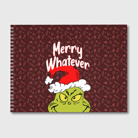 Альбом для рисования с принтом ГРИНЧ | GRINCH | WHATEVER в городе Новоалтайск, 100% бумага
 | матовая бумага, плотность 200 мг. | Тематика изображения на принте: 2020 | 2021 | 2022 | christmas | grinch | merry | santa | whatever | гринч | дед мороз | леденец | нг | новогодний | новый год | олени | рождество | санта клаус | свитер | узоры