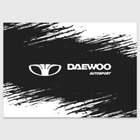 Поздравительная открытка с принтом DAEWOO | Autosport | Краска в городе Новоалтайск, 100% бумага | плотность бумаги 280 г/м2, матовая, на обратной стороне линовка и место для марки
 | auto | autosport | daewoo | logo | moto | symbol | авто | автомобиль | гонки | дэо | дэу | знак | краска | лого | логотип | логотипы | марка | матиз | машина | мото | нексия | символ | символы