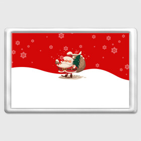 Магнит 45*70 с принтом Новогодний санта New Years Santa в городе Новоалтайск, Пластик | Размер: 78*52 мм; Размер печати: 70*45 | Тематика изображения на принте: 2021 | 2022 | happy new year | happy new year 2022 | santa | дед мороз | новый год | подарки | санта | снег | снегопад | снежинки | сугроб