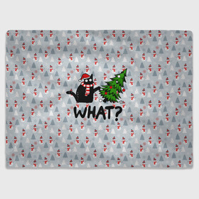Плед 3D с принтом WHAT CAT | CHRISTMAS в городе Новоалтайск, 100% полиэстер | закругленные углы, все края обработаны. Ткань не мнется и не растягивается | 2020 | 2021 | 2022 | cat | cats | christmas | merry | what | ват | кот | леденец | мяу | нг | новогодний | новый год | олени | рождество | свитер | узоры