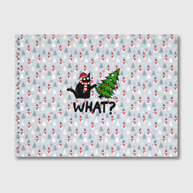 Альбом для рисования с принтом WHAT CAT | CHRISTMAS в городе Новоалтайск, 100% бумага
 | матовая бумага, плотность 200 мг. | Тематика изображения на принте: 2020 | 2021 | 2022 | cat | cats | christmas | merry | what | ват | кот | леденец | мяу | нг | новогодний | новый год | олени | рождество | свитер | узоры