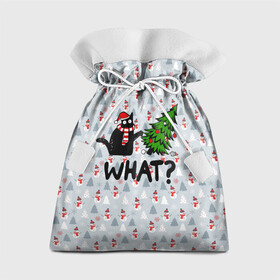 Подарочный 3D мешок с принтом WHAT CAT | CHRISTMAS в городе Новоалтайск, 100% полиэстер | Размер: 29*39 см | 2020 | 2021 | 2022 | cat | cats | christmas | merry | what | ват | кот | леденец | мяу | нг | новогодний | новый год | олени | рождество | свитер | узоры