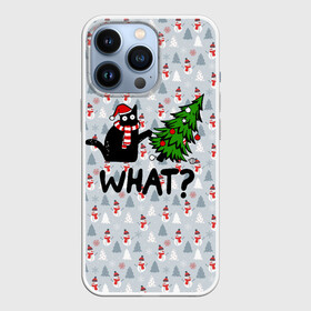 Чехол для iPhone 13 Pro с принтом WHAT CAT | CHRISTMAS в городе Новоалтайск,  |  | 2020 | 2021 | 2022 | cat | cats | christmas | merry | what | ват | кот | леденец | мяу | нг | новогодний | новый год | олени | рождество | свитер | узоры