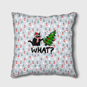 Подушка 3D с принтом WHAT CAT | CHRISTMAS в городе Новоалтайск, наволочка – 100% полиэстер, наполнитель – холлофайбер (легкий наполнитель, не вызывает аллергию). | состоит из подушки и наволочки. Наволочка на молнии, легко снимается для стирки | 2020 | 2021 | 2022 | cat | cats | christmas | merry | what | ват | кот | леденец | мяу | нг | новогодний | новый год | олени | рождество | свитер | узоры