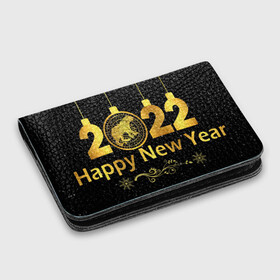 Картхолдер с принтом с принтом Happy New Year 2022! в городе Новоалтайск, натуральная матовая кожа | размер 7,3 х 10 см; кардхолдер имеет 4 кармана для карт; | Тематика изображения на принте: 2022 | art | background | christmas | new year | patterns | snow | tiger | арт | новый год | рождество | символ года | снег | тигр | узоры | фон