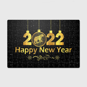 Головоломка Пазл магнитный 126 элементов с принтом Happy New Year 2022! в городе Новоалтайск, полимерный материал с магнитным слоем | 126 деталей, размер изделия —  180*270 мм | Тематика изображения на принте: 2022 | art | background | christmas | new year | patterns | snow | tiger | арт | новый год | рождество | символ года | снег | тигр | узоры | фон