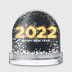 Игрушка Снежный шар с принтом Happy New Year 2022 в городе Новоалтайск, Пластик | Изображение внутри шара печатается на глянцевой фотобумаге с двух сторон | 2022 | background | christmas | glare | gold | new year | texture | блики | золото | новый год | рождество | текстура | фон