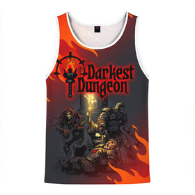 Мужская майка 3D с принтом DARKEST DUNGEON   ТЕМНЕЙШЕЕ ПОДЗЕМЕЛЬЕ в городе Новоалтайск, 100% полиэстер | круглая горловина, приталенный силуэт, длина до линии бедра. Пройма и горловина окантованы тонкой бейкой | Тематика изображения на принте: darkest dungeon | darkest dungeon 2 | ад | готика | игра | огонь | пламя | темнейшее подземелье | ужасы