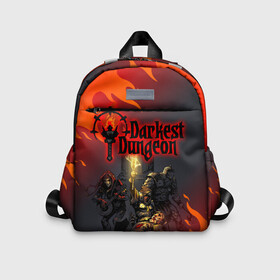 Детский рюкзак 3D с принтом DARKEST DUNGEON   ТЕМНЕЙШЕЕ ПОДЗЕМЕЛЬЕ в городе Новоалтайск, 100% полиэстер | лямки с регулируемой длиной, сверху петелька, чтобы рюкзак можно было повесить на вешалку. Основное отделение закрывается на молнию, как и внешний карман. Внутри дополнительный карман. По бокам два дополнительных кармашка | Тематика изображения на принте: darkest dungeon | darkest dungeon 2 | ад | готика | игра | огонь | пламя | темнейшее подземелье | ужасы