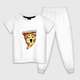 Детская пижама хлопок с принтом CUTE PIZZA в городе Новоалтайск, 100% хлопок |  брюки и футболка прямого кроя, без карманов, на брюках мягкая резинка на поясе и по низу штанин
 | cute | pepperoni | pizza | еда | кусок | кусок пиццы | пепперони | пицца