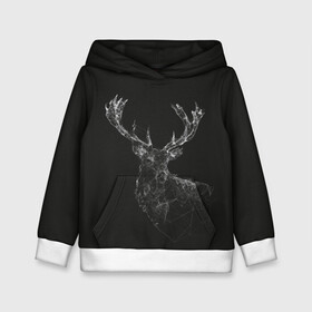 Детская толстовка 3D с принтом DEER | POLYGONS в городе Новоалтайск, 100% полиэстер | двухслойный капюшон со шнурком для регулировки, мягкие манжеты на рукавах и по низу толстовки, спереди карман-кенгуру с мягким внутренним слоем | Тематика изображения на принте: abstract | deer | geometry | polygon | абстракция | геометрия | олень | полигоны