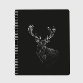 Тетрадь с принтом DEER | POLYGONS в городе Новоалтайск, 100% бумага | 48 листов, плотность листов — 60 г/м2, плотность картонной обложки — 250 г/м2. Листы скреплены сбоку удобной пружинной спиралью. Уголки страниц и обложки скругленные. Цвет линий — светло-серый
 | Тематика изображения на принте: abstract | deer | geometry | polygon | абстракция | геометрия | олень | полигоны