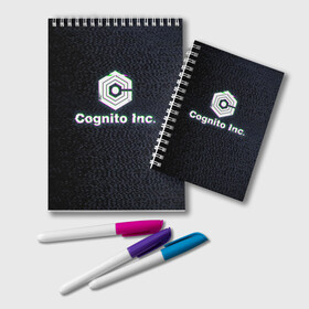 Блокнот с принтом Экран Cognito Inc в городе Новоалтайск, 100% бумага | 48 листов, плотность листов — 60 г/м2, плотность картонной обложки — 250 г/м2. Листы скреплены удобной пружинной спиралью. Цвет линий — светло-серый
 | Тематика изображения на принте: знак | лого | надпись | помехи | экран