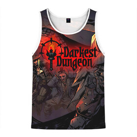 Мужская майка 3D с принтом DARKEST DUNGEON   ТЕМНЕЙШЕЕ ПОДЗЕМЕЛЬЕ   ПОДЗЕМЕЛЬЕ АРТ в городе Новоалтайск, 100% полиэстер | круглая горловина, приталенный силуэт, длина до линии бедра. Пройма и горловина окантованы тонкой бейкой | Тематика изображения на принте: darkest dungeon | darkest dungeon 2 | ад | арт | готика | игра | огонь | пламя | темнейшее подземелье | ужасы