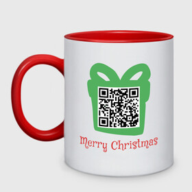 Кружка двухцветная с принтом QR Christmas в городе Новоалтайск, керамика | объем — 330 мл, диаметр — 80 мм. Цветная ручка и кайма сверху, в некоторых цветах — вся внутренняя часть | coronavirus | covid | covid19 | qr code | qr код | sputnik | вакцина | вакцинация | вирус | здоровье | изоляция | иммунитет | карантин | ковид | код | корона | коронавирус | маркировка | маска | матрица | п | пандемия