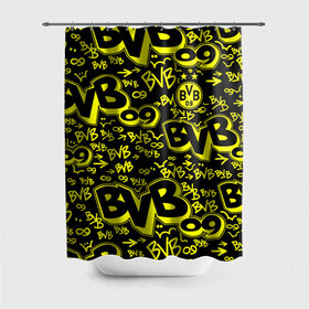 Штора 3D для ванной с принтом BVB 09   BORUSSIA (Боруссия Дортмунд) в городе Новоалтайск, 100% полиэстер | плотность материала — 100 г/м2. Стандартный размер — 146 см х 180 см. По верхнему краю — пластиковые люверсы для креплений. В комплекте 10 пластиковых колец | borrusse | borussia | borussia dortmund | bvb | боруссия | боруссия дортмунд | бундеслига | лига чемпионов | футбол | футбольная