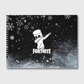 Альбом для рисования с принтом НОВОГОДНИЙ FORTNITE MARSHMELLO. в городе Новоалтайск, 100% бумага
 | матовая бумага, плотность 200 мг. | fortnite | fortnite 2 | fortnite x | game | marshmello | игра | маршмелло | новогодний | снежинки | фортнайт | фортнайт 2 | фортнайт глава 2