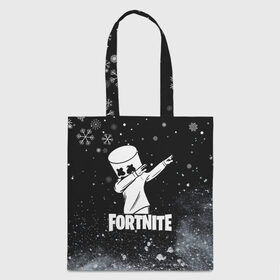 Шоппер 3D с принтом НОВОГОДНИЙ FORTNITE MARSHMELLO. в городе Новоалтайск, 100% полиэстер | Плотность: 200 г/м2; Размер: 34×35 см; Высота лямок: 30 см | fortnite | fortnite 2 | fortnite x | game | marshmello | игра | маршмелло | новогодний | снежинки | фортнайт | фортнайт 2 | фортнайт глава 2