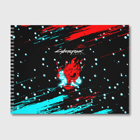 Альбом для рисования с принтом Cyberpunk 2077 Белый снег в городе Новоалтайск, 100% бумага
 | матовая бумага, плотность 200 мг. | Тематика изображения на принте: cd project red | cyberpunk 2077 | keanu reeves | samurai | киану ривз | киберпанк 2077 | новогодний | самураи | снег | снежинки