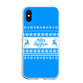 Чехол для iPhone XS Max матовый с принтом MERRY CHRISTMAS | BLUE в городе Новоалтайск, Силикон | Область печати: задняя сторона чехла, без боковых панелей | Тематика изображения на принте: 2020 | 2021 | 2022 | christmas | merry | santa | дед мороз | кот | леденец | мяу | нг | новогодний | новый год | олени | рождество | санта клаус | свитер | узоры