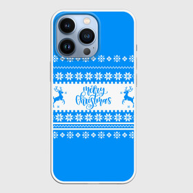 Чехол для iPhone 13 Pro с принтом MERRY CHRISTMAS | BLUE в городе Новоалтайск,  |  | 2020 | 2021 | 2022 | christmas | merry | santa | дед мороз | кот | леденец | мяу | нг | новогодний | новый год | олени | рождество | санта клаус | свитер | узоры