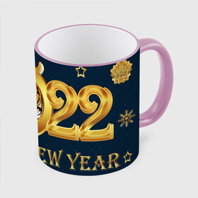 Кружка с принтом Happy New Year 2022! в городе Новоалтайск, керамика | ёмкость 330 мл | art | background | christmas | holiday | new year | snow | tiger | арт | новый год | праздник | рождество | символ года | снег | тигр | фон