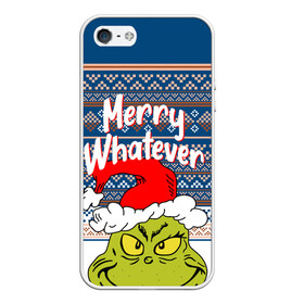 Чехол для iPhone 5/5S матовый с принтом MERRY WHATEVER | GRINCH в городе Новоалтайск, Силикон | Область печати: задняя сторона чехла, без боковых панелей | 2020 | 2021 | 2022 | christmas | grinch | merry | santa | whatever | гринч | дед мороз | леденец | нг | новогодний | новый год | олени | рождество | санта клаус | свитер | узоры