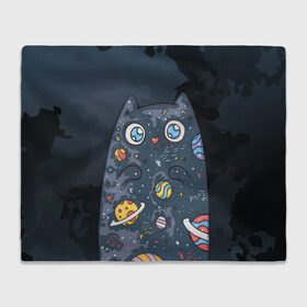 Плед 3D с принтом Космический кот в планетах в городе Новоалтайск, 100% полиэстер | закругленные углы, все края обработаны. Ткань не мнется и не растягивается | животное | космический | космос | кот | кот марсианин | планеты