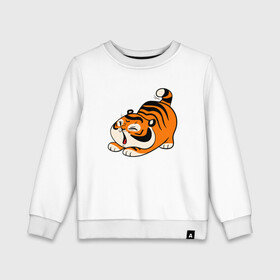 Детский свитшот хлопок с принтом милый тигренок cute tiger в городе Новоалтайск, 100% хлопок | круглый вырез горловины, эластичные манжеты, пояс и воротник | 2022 | год тигра | новый год | новый год 2022 | символ года | тигр | тигренок | тигрица | тигры
