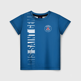 Детская футболка 3D с принтом PSG PARIS SAINT GERMAIN WHITE LINE SPORT в городе Новоалтайск, 100% гипоаллергенный полиэфир | прямой крой, круглый вырез горловины, длина до линии бедер, чуть спущенное плечо, ткань немного тянется | paris saint germain | psg | saint | sport | париж | псг | псж | спорт | футбол