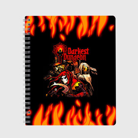 Тетрадь с принтом Darkest Dungeon Heroes в городе Новоалтайск, 100% бумага | 48 листов, плотность листов — 60 г/м2, плотность картонной обложки — 250 г/м2. Листы скреплены сбоку удобной пружинной спиралью. Уголки страниц и обложки скругленные. Цвет линий — светло-серый
 | darkest dungeon | могильная воровка | прокаженный | темнейшее подземелье | темное подземелье | шут