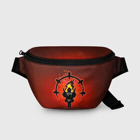 Поясная сумка 3D с принтом Darkest Dungeon Факел в городе Новоалтайск, 100% полиэстер | плотная ткань, ремень с регулируемой длиной, внутри несколько карманов для мелочей, основное отделение и карман с обратной стороны сумки застегиваются на молнию | darkest dungeon | fire | flame | torch | огонь | пламя | темнейшее подземелье | темное подземелье