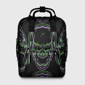 Женский рюкзак 3D с принтом Skulls vanguard pattern 2077 в городе Новоалтайск, 100% полиэстер | лямки с регулируемой длиной, сверху ручки, чтобы рюкзак нести как сумку. Основное отделение закрывается на молнию, как и внешний карман. Внутри два дополнительных кармана, один из которых закрывается на молнию. По бокам два дополнительных кармашка, куда поместится маленькая бутылочка
 | Тематика изображения на принте: fashion | hype | neon | pattern | skull | vanguard | авангард | неон | узор | хайп | череп