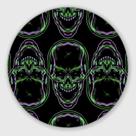 Круглый коврик для мышки с принтом Skulls vanguard pattern 2077 в городе Новоалтайск, резина и полиэстер | круглая форма, изображение наносится на всю лицевую часть | Тематика изображения на принте: fashion | hype | neon | pattern | skull | vanguard | авангард | неон | узор | хайп | череп