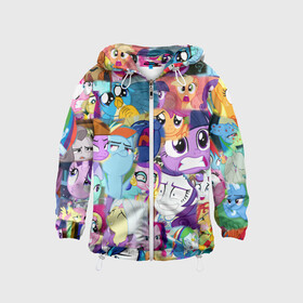 Детская ветровка 3D с принтом My Little Pony Персонажи в городе Новоалтайск, 100% полиэстер | подол и капюшон оформлены резинкой с фиксаторами, по бокам два кармана без застежек, один потайной карман на груди | friendship is magic | mlp | my little pony | pinky pie | pony | spike | swag | sweaty ba | дружба | искорка | крошка бель | литл пони | маленькие пони | мой маленький пони | мульфтфильм | пони | поняши | поняшки | сва