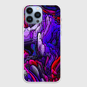 Чехол для iPhone 13 Pro Max с принтом Фиолетовый узор неон.. в городе Новоалтайск,  |  | в топе | в тренде | горы | красный | неон | неоновый узор | новинка | подарок | популярно | синий | узор | фиолетовый