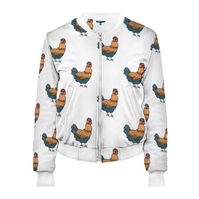 Женский бомбер 3D с принтом Ну ты и в городе Новоалтайск, 100% полиэстер | застегивается на молнию, по бокам два кармана без застежек, мягкие манжеты, по низу бомбера и на воротнике — эластичная резинка | деревня | кукареку | петух | ты | узор | ферма