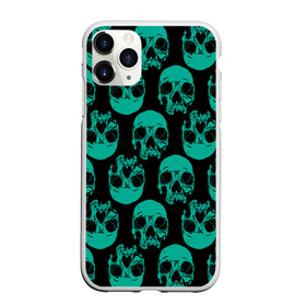 Чехол для iPhone 11 Pro Max матовый с принтом Узор из зелёных черепков в городе Новоалтайск, Силикон |  | fashion | hype | pattern | skull | мода | узор | хайп | череп